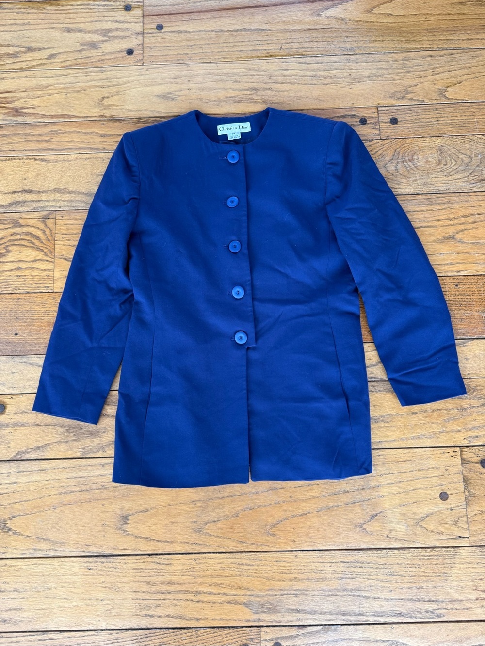 Vintage Christian Dior 100% Wool Blue Blazer size 12